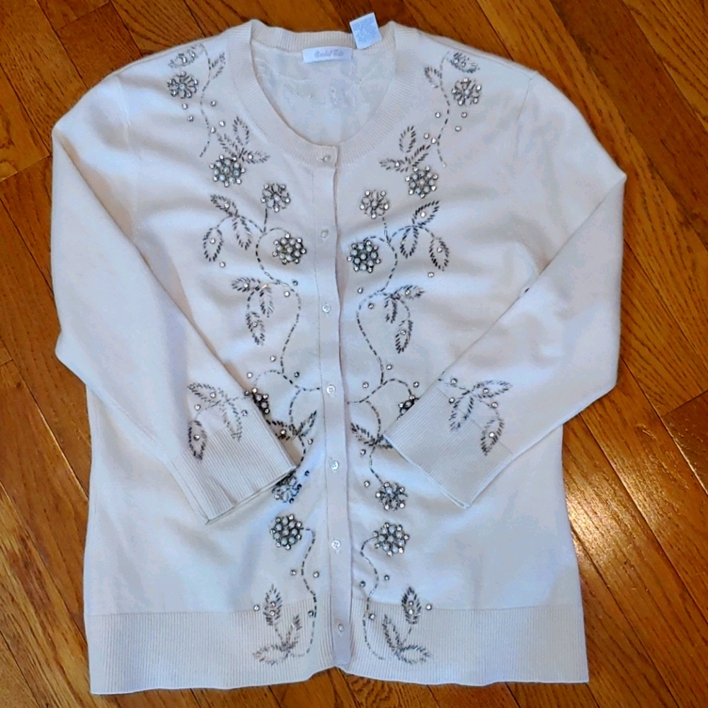 Marshall Fields Beaded Sparkly Cardigan Size Small